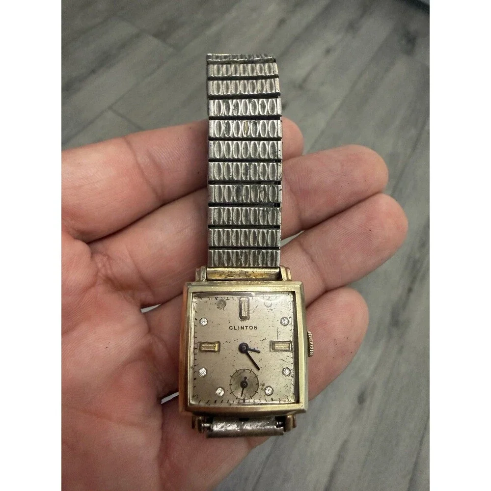 Vintage Clinton Tank Watch 30mm Mechanical Running